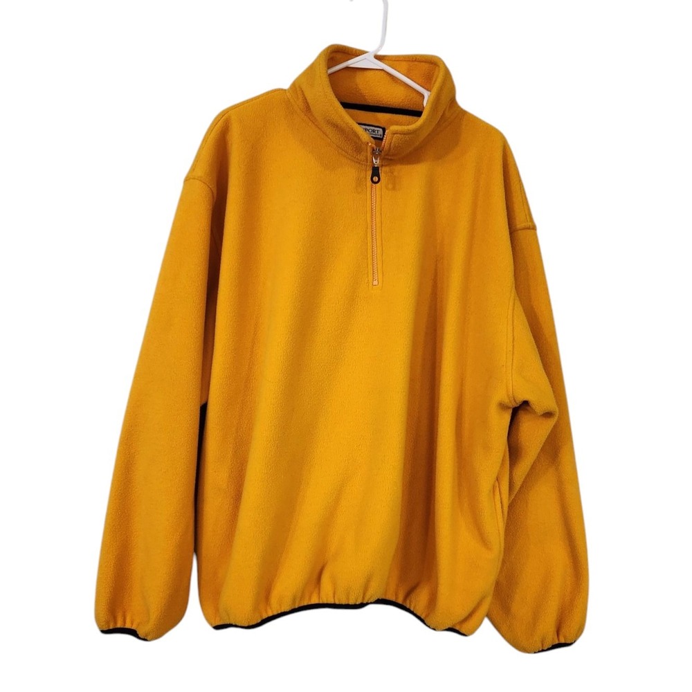 C&B Sport‎ Men's XXL Half Zip Yellow Orange Fleece Jacket Pullover Sweatshirt
